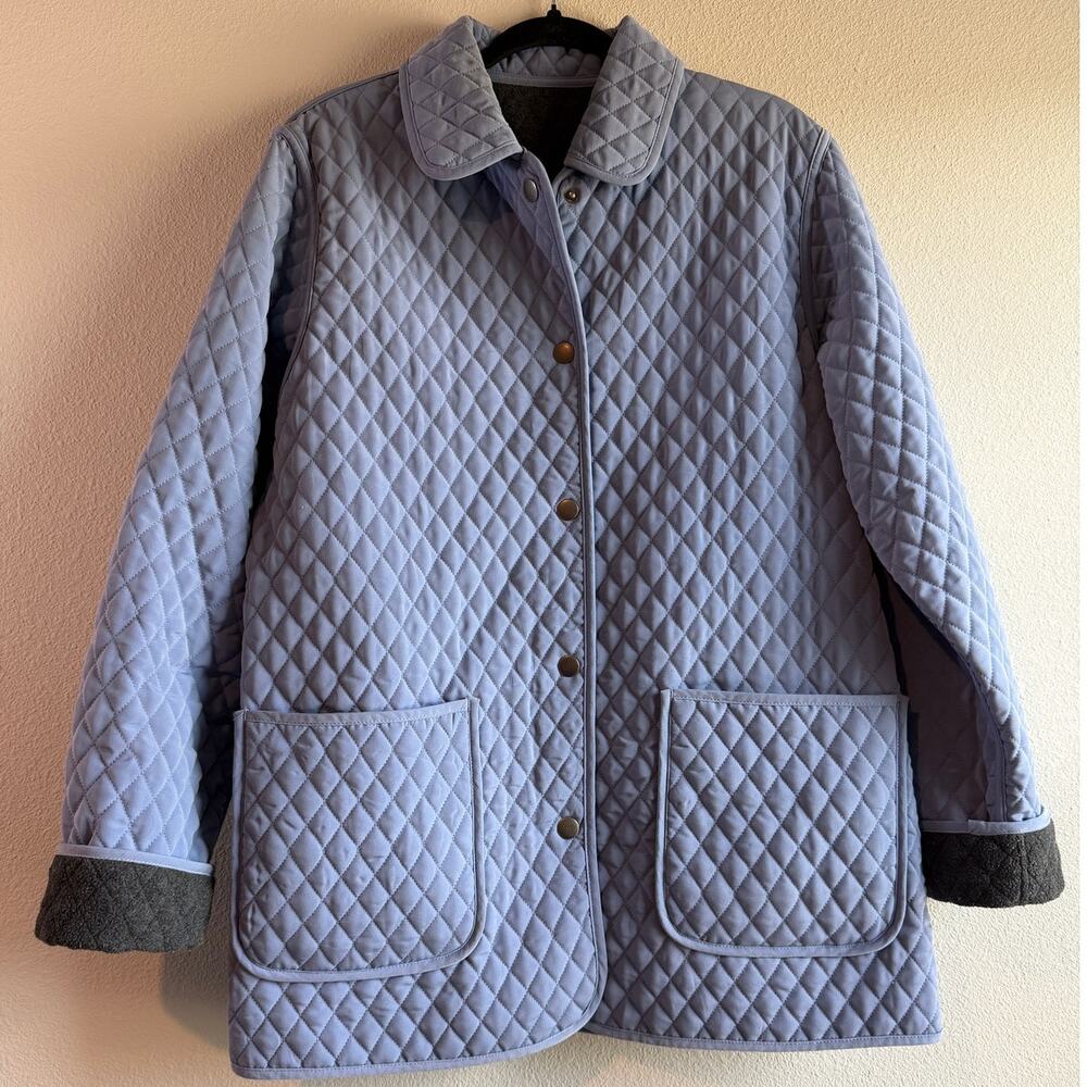 Colebrook & Co Womens Quilted Jacket Reversible Coat Chore Car Coat Cottagecore